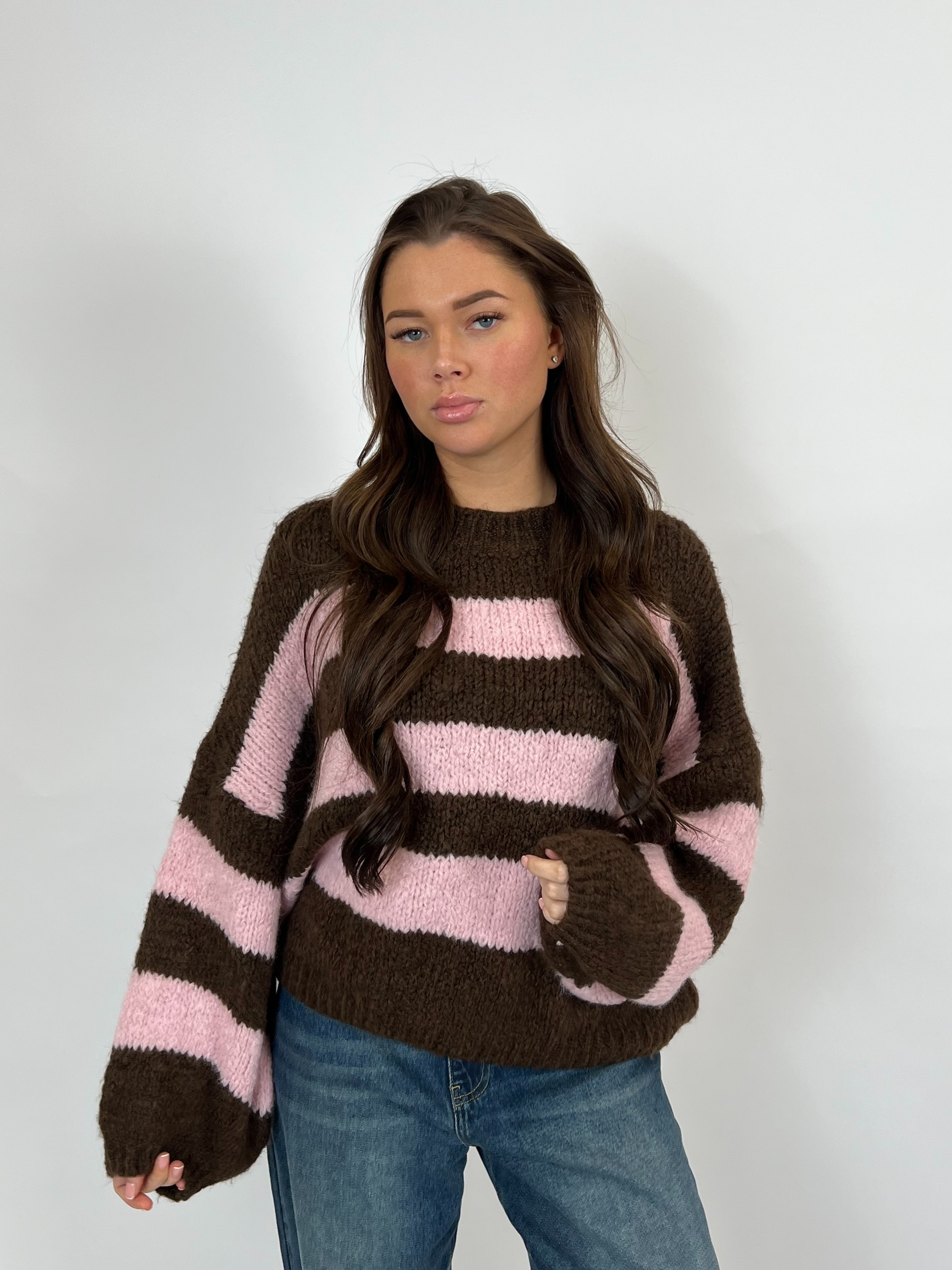 JANE KNIT BROWN/PINK