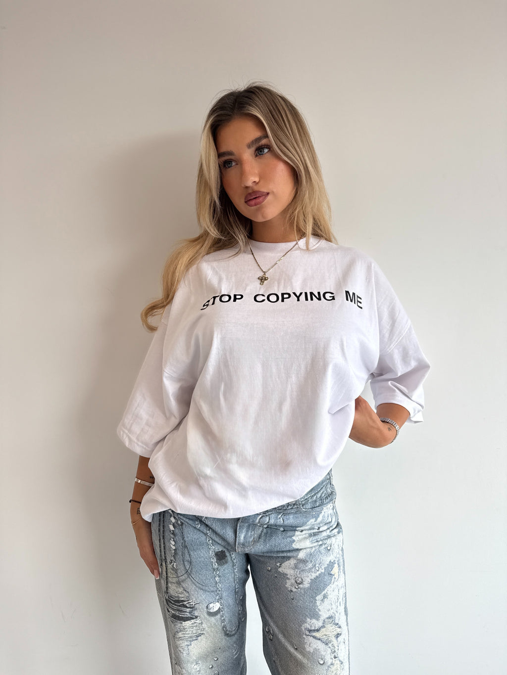 STOP COPYING ME TEE WHITE