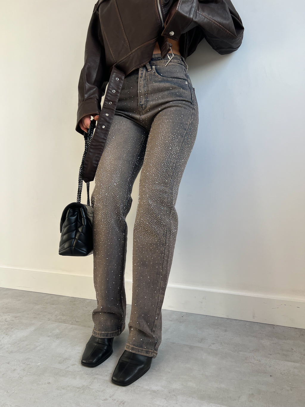 SHIMMER STRETCH JEANS BROWN