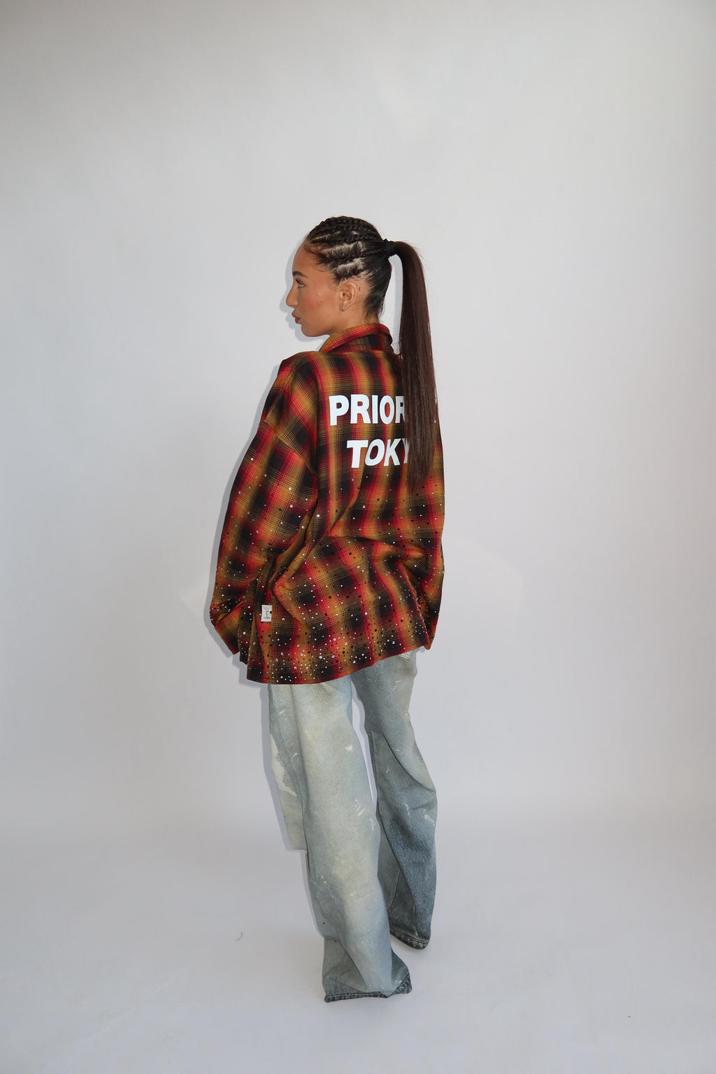 EXCLUSIVE CHECKED RHINESTONES SHIRT