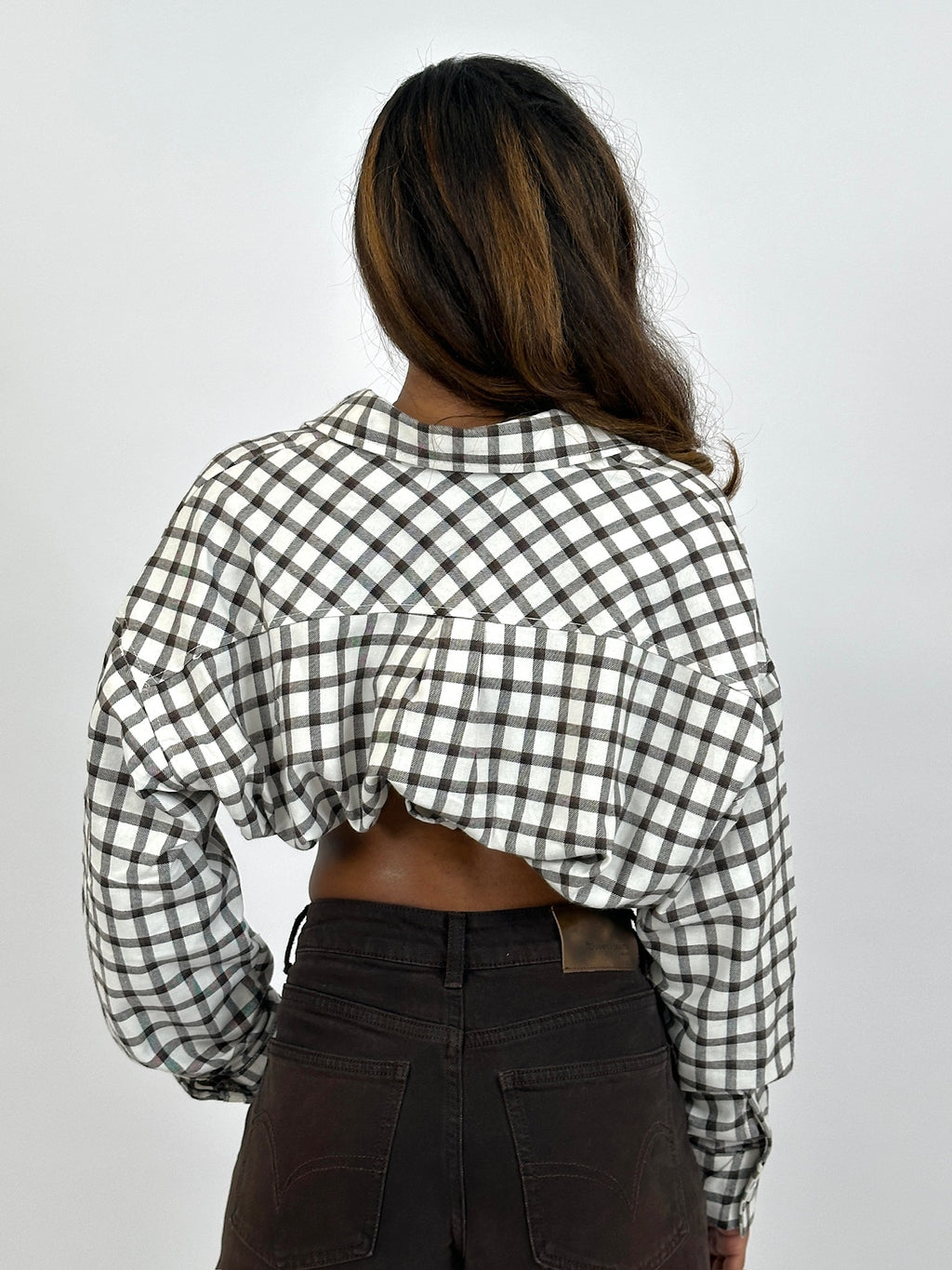 CHECKERED SHIRT WHITE/BROWN