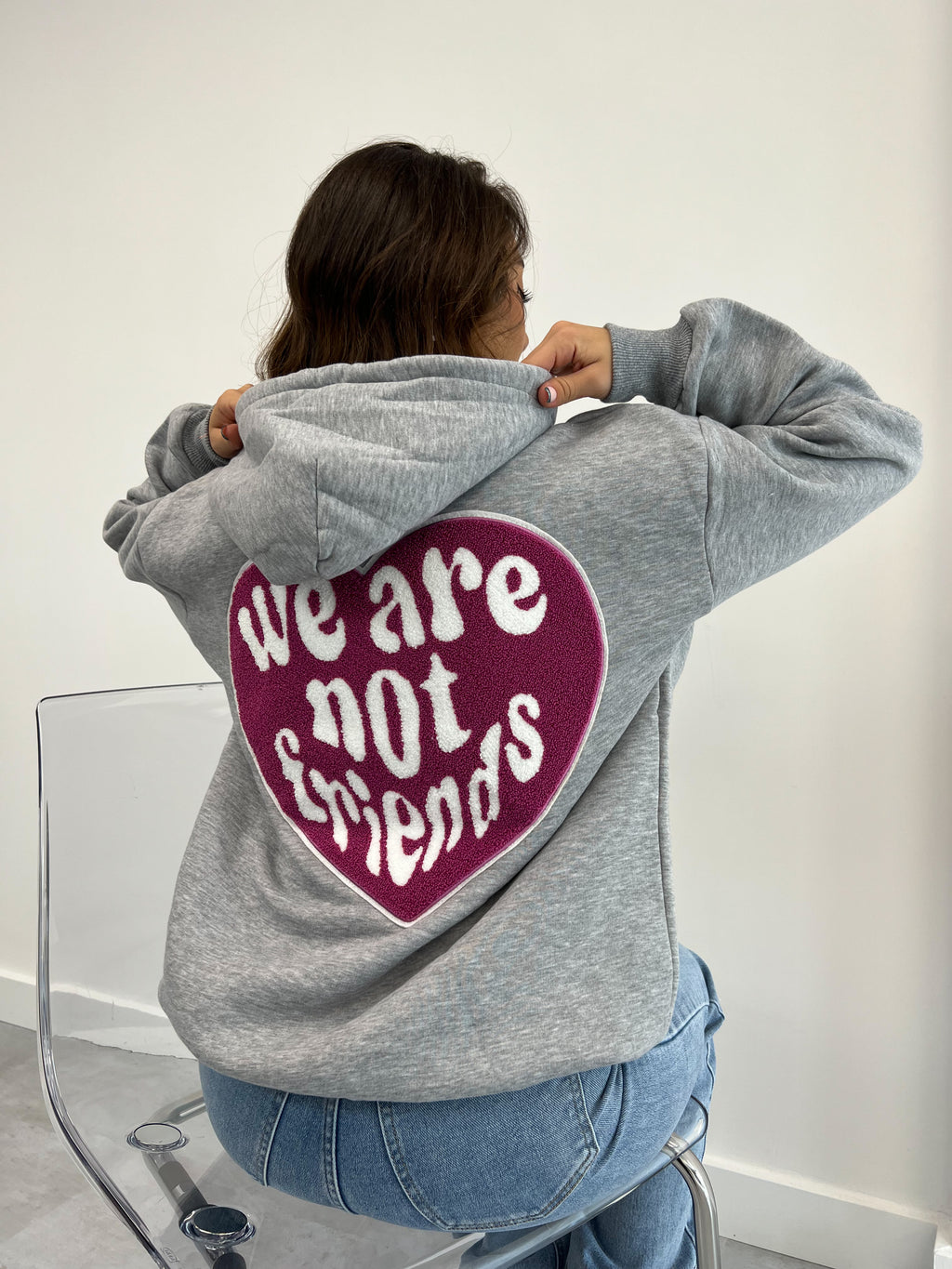 NOT FRIENDS HOODIE GREY/PURPLE