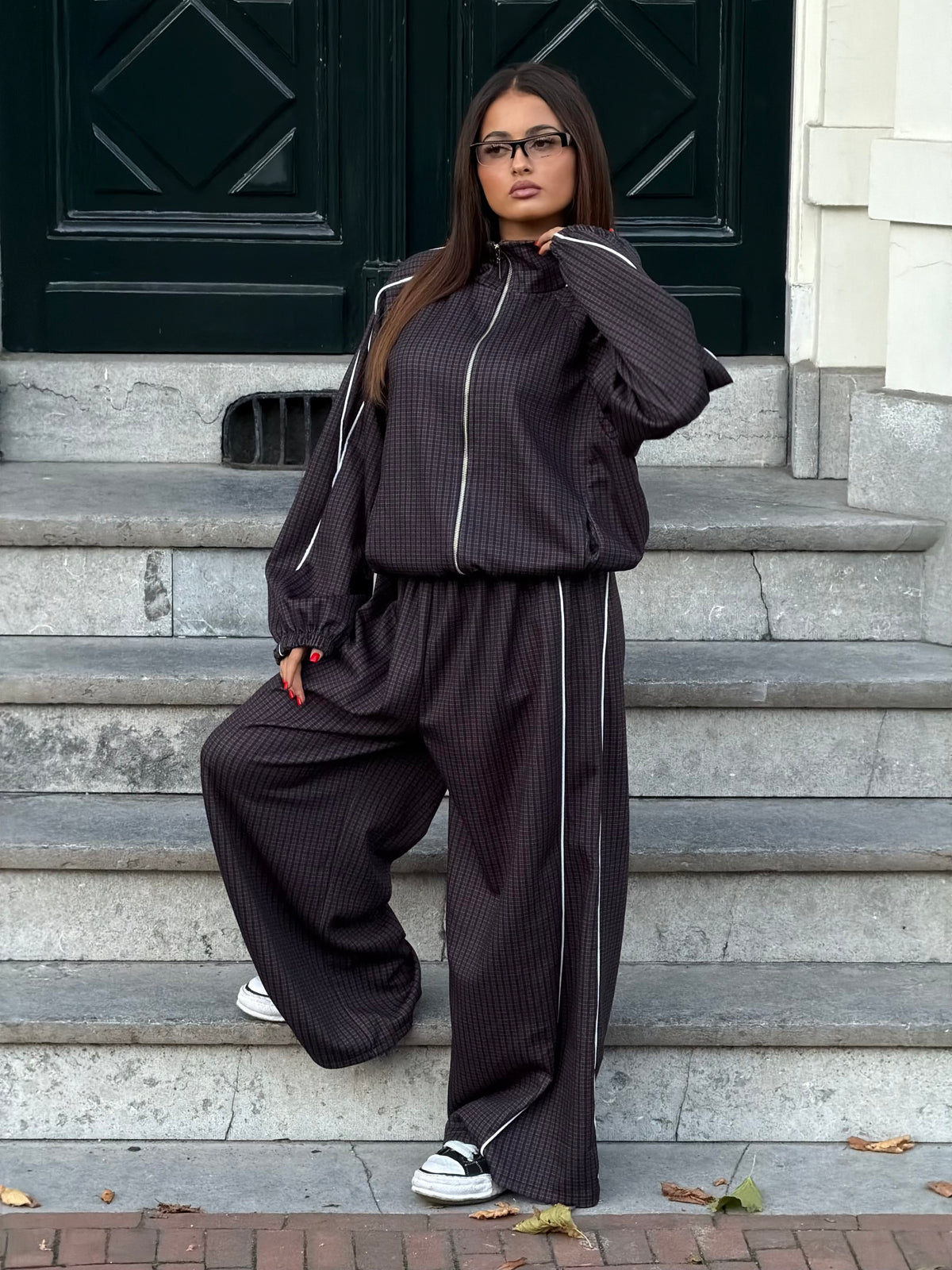 MILA JOGGER SET CHECKERED GREY