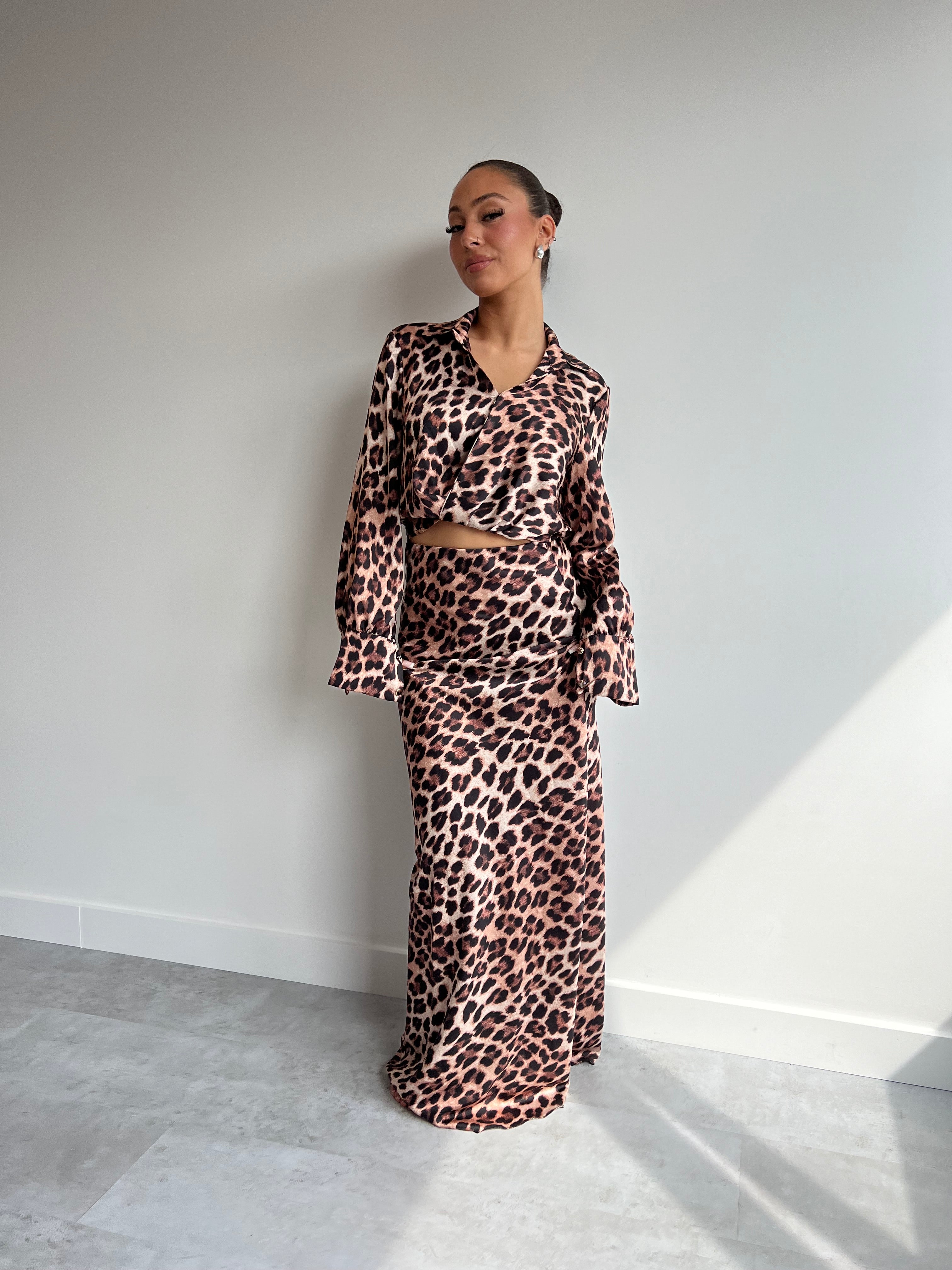 LOLITA SATIN SKIRT SET DARK LEOPARD