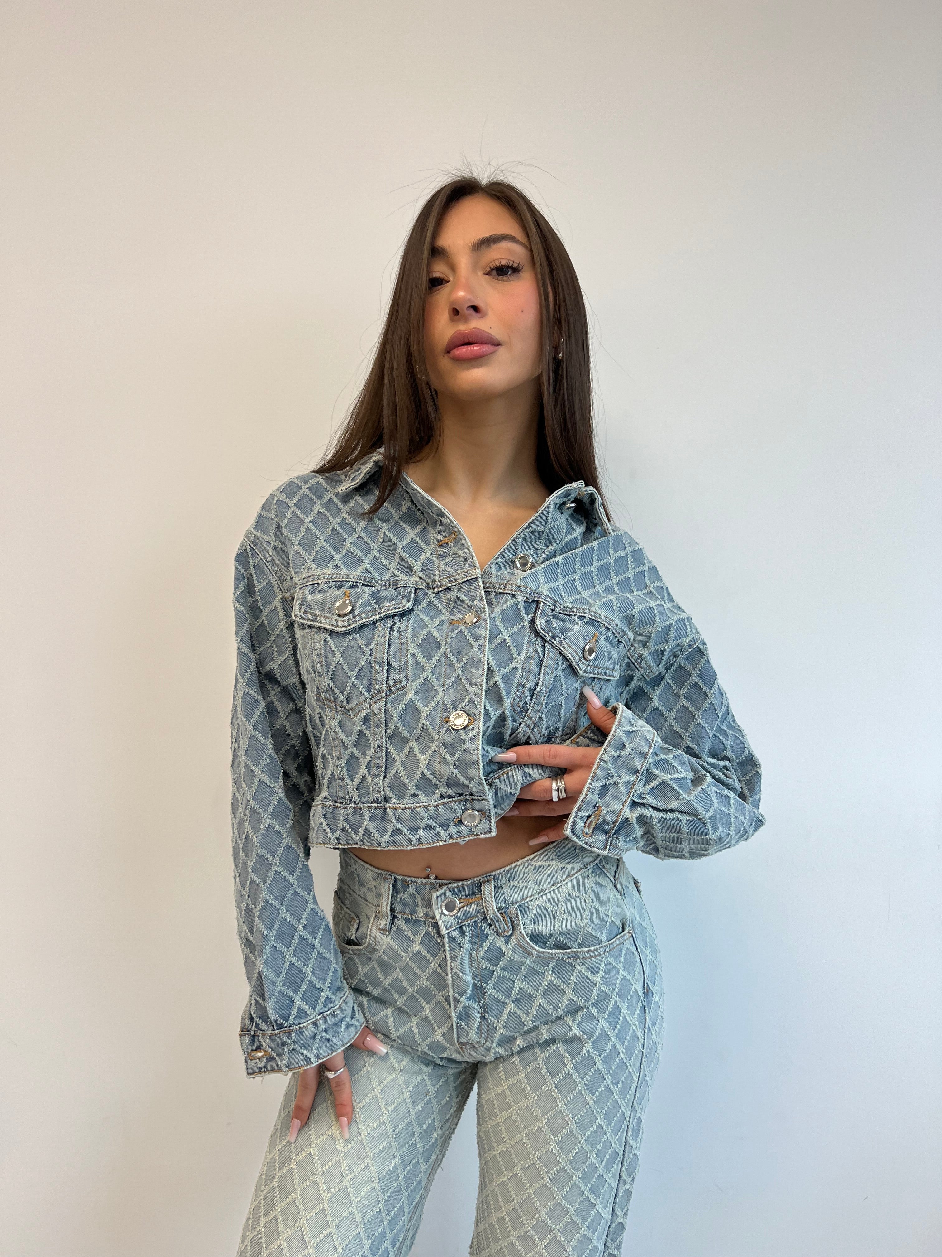 DIAMOND PATTERN DENIM JACKET