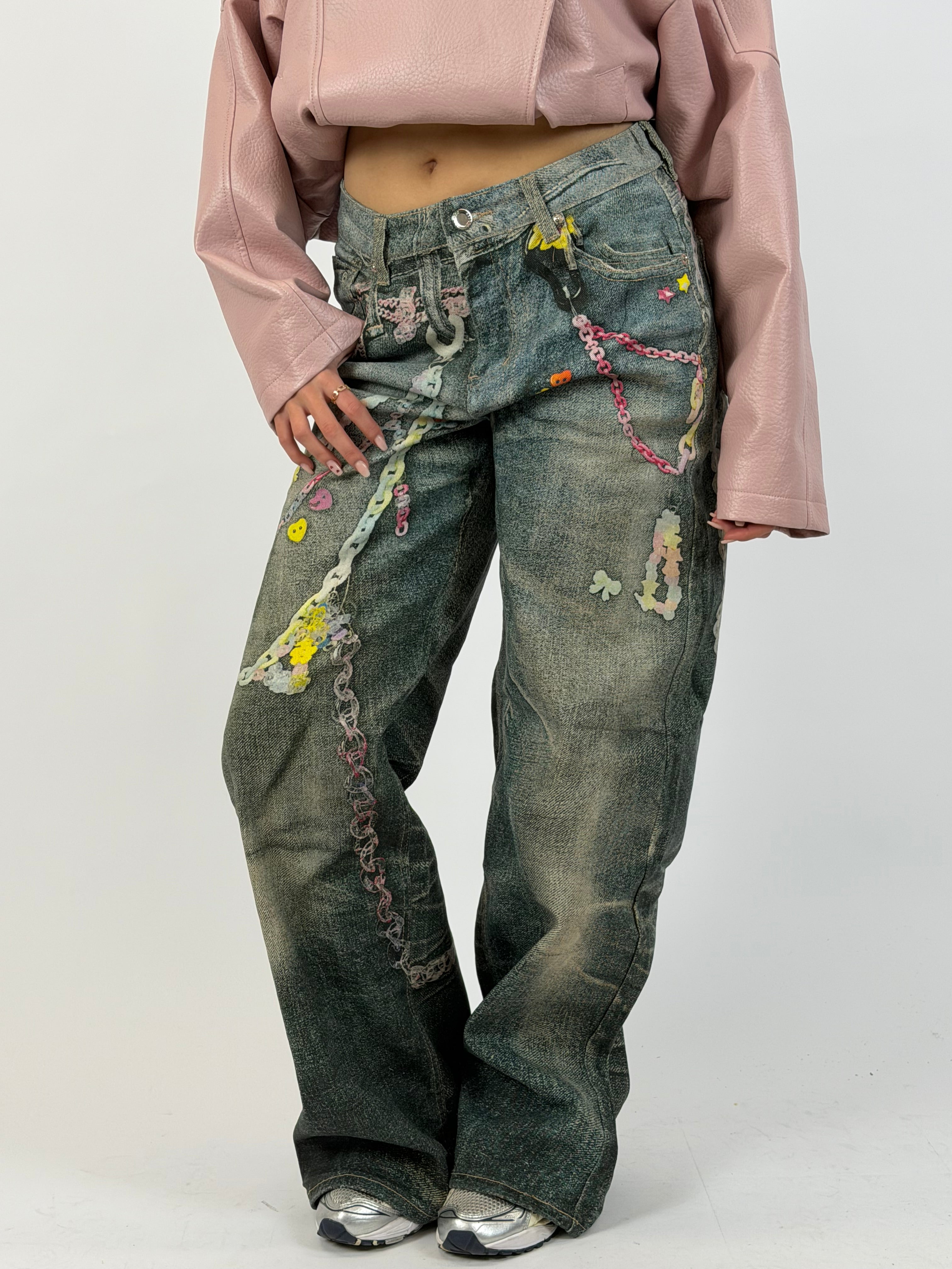 SPECIAL EDITION STRETCH CHAIN JEANS PINK
