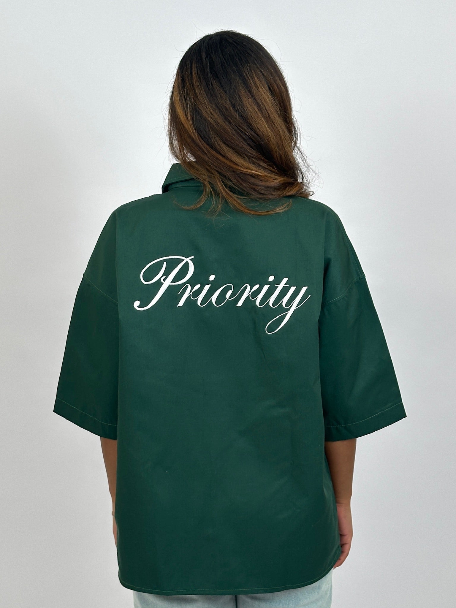 PRIORITY AMSTERDAM BOYFRIEND BLOUSE GREEN/WHITE