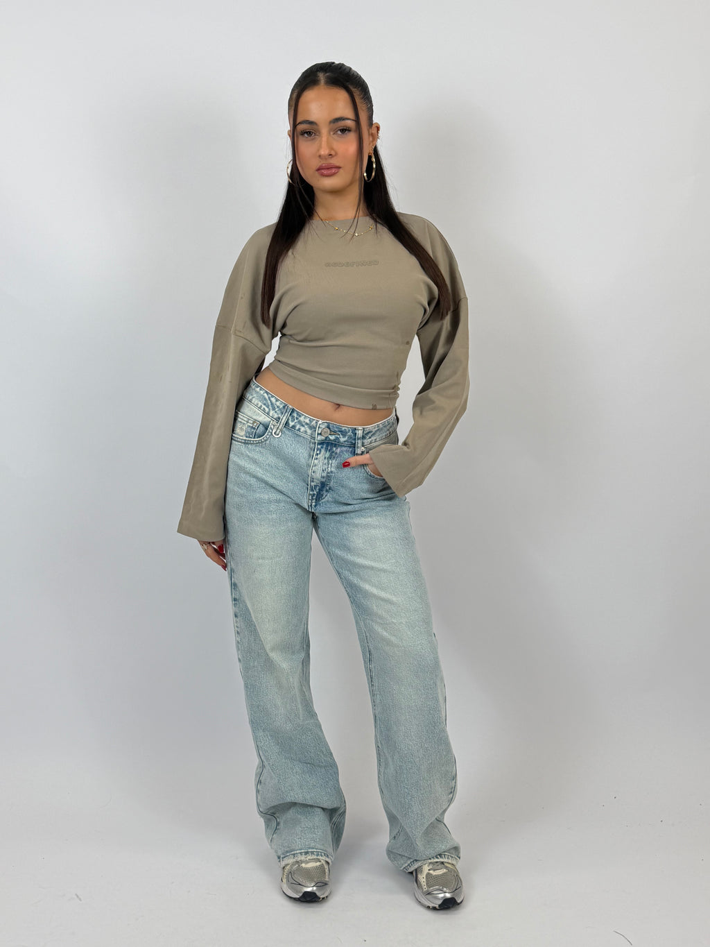 MID WAIST STRETCH WIDE LEG LIGHT BLUE