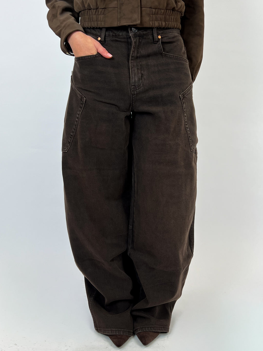 BALLOON FIT STRETCH CARGO CHOCO