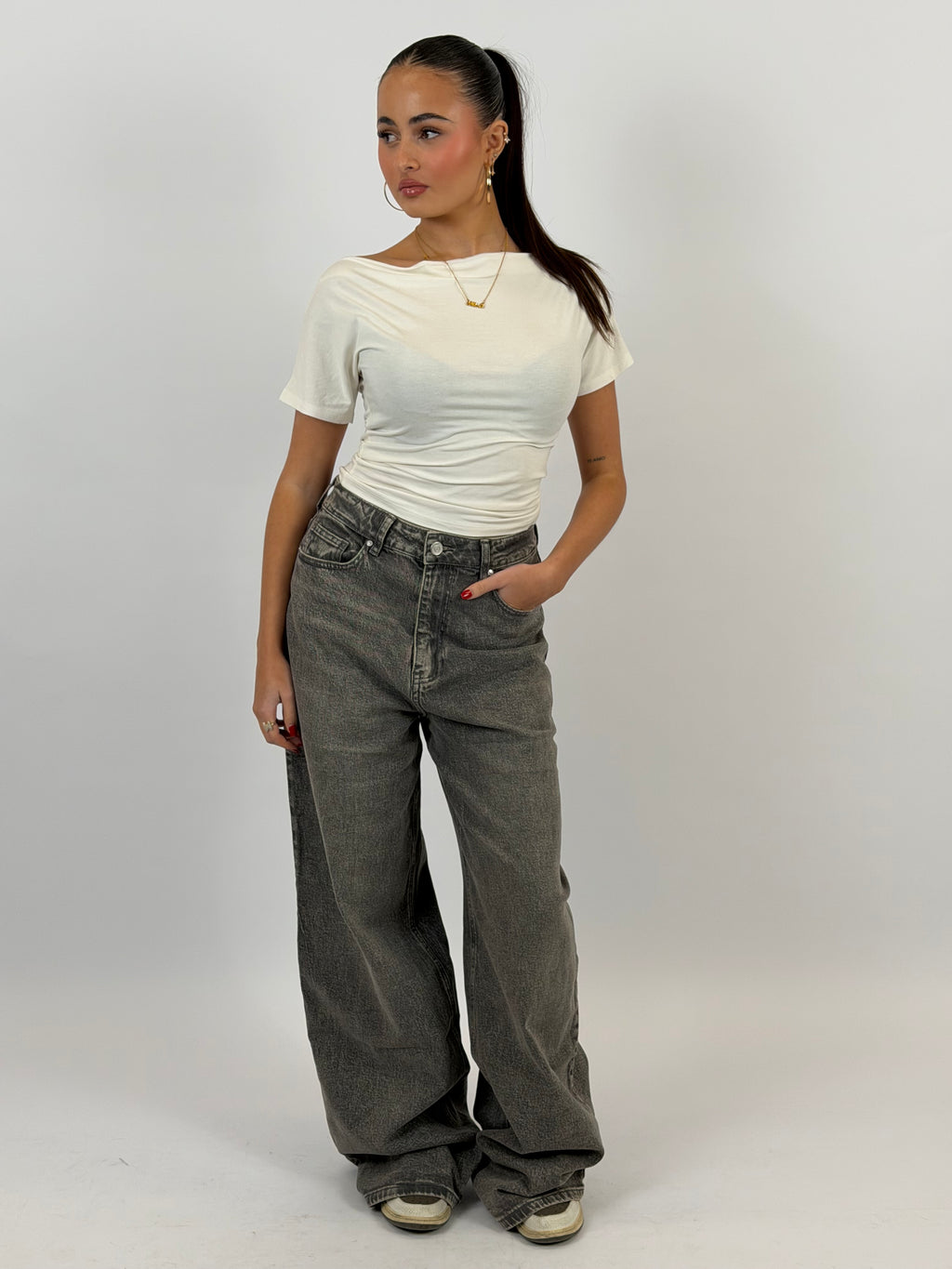 BAGGY EXTRA TALL STRETCH WIDE LEG VINTAGE GREY