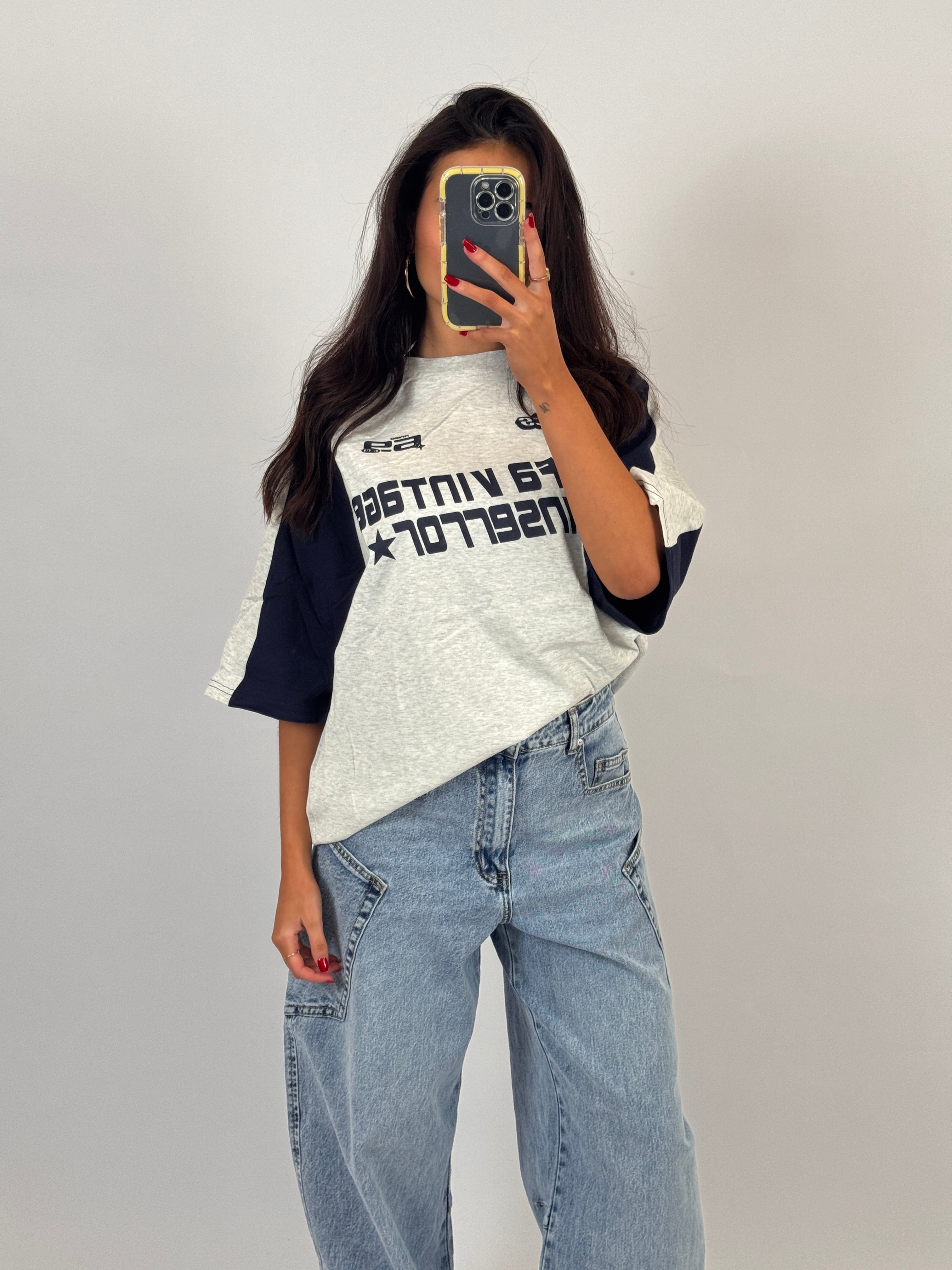 GREY/NAVY VINTAGE TEE SIZE M