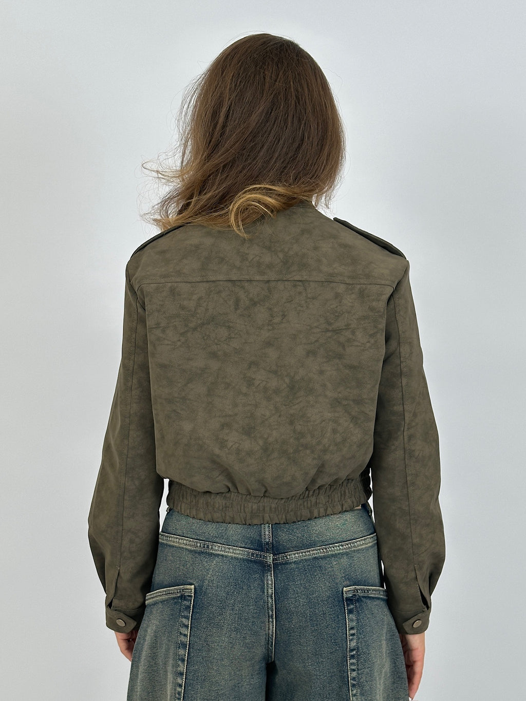 SUÈDE LOOK BOMBER JACKET ARMY