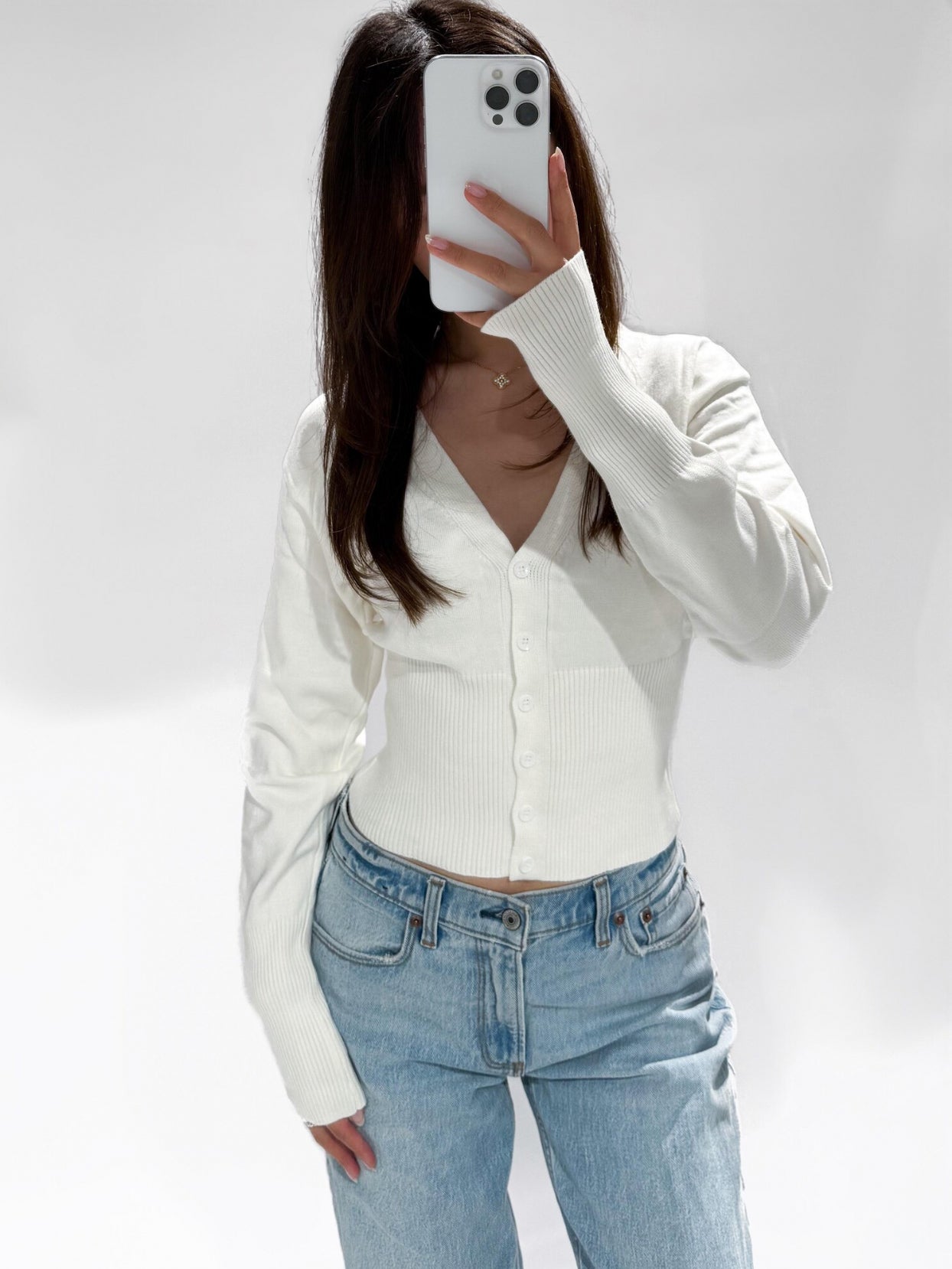 CHRISTY SNATCHED CARDIGAN WHITE