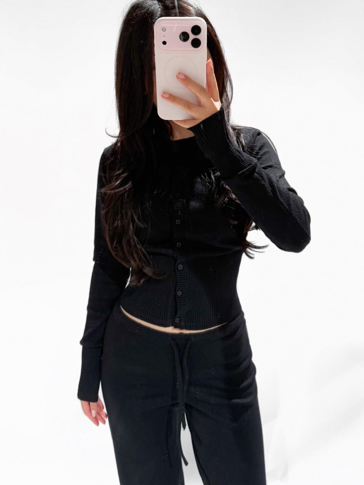 MIMI MID WAIST COMFY TROUSERS BLACK