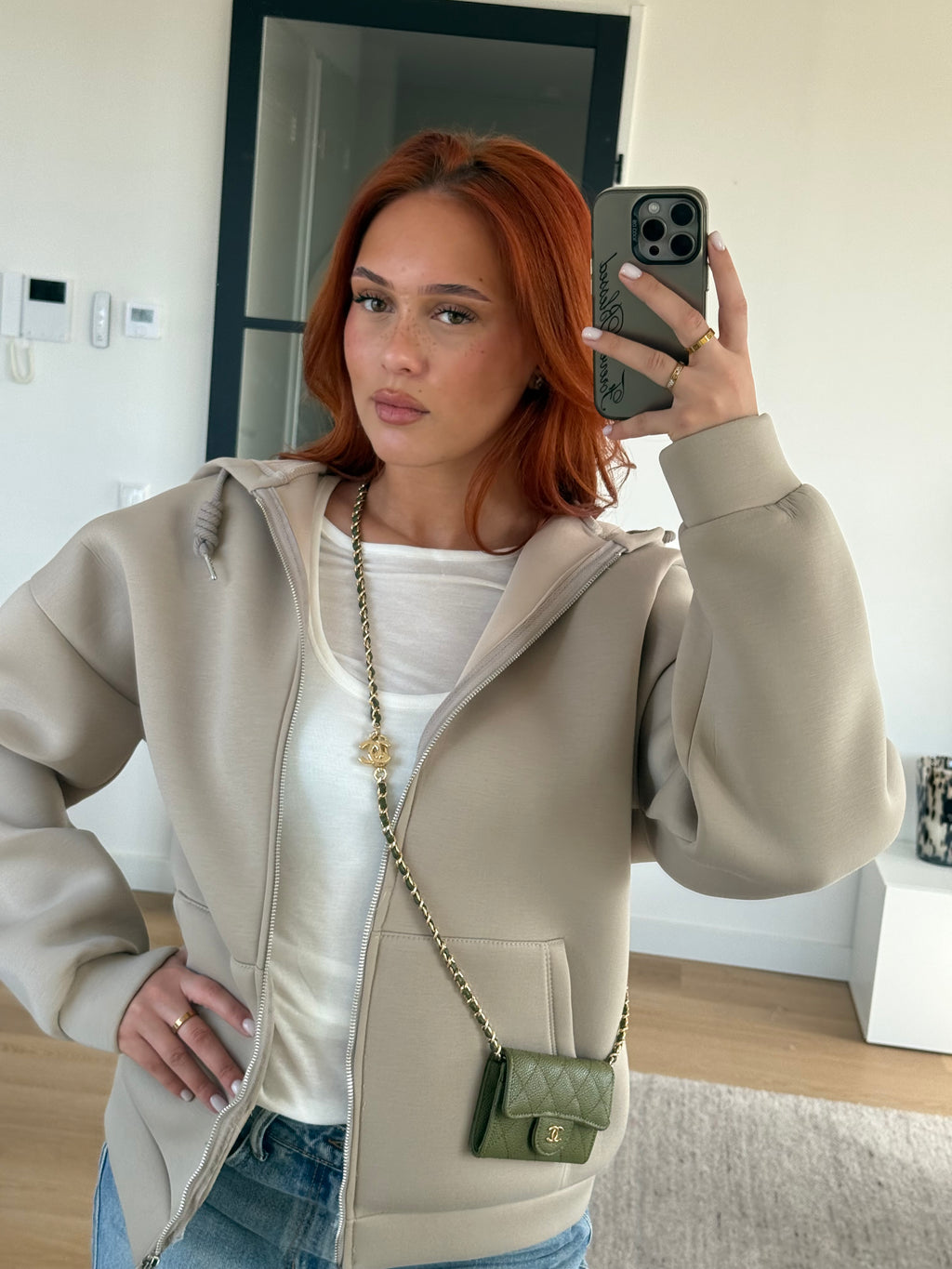 SCUBA ZIP UP TAUPE