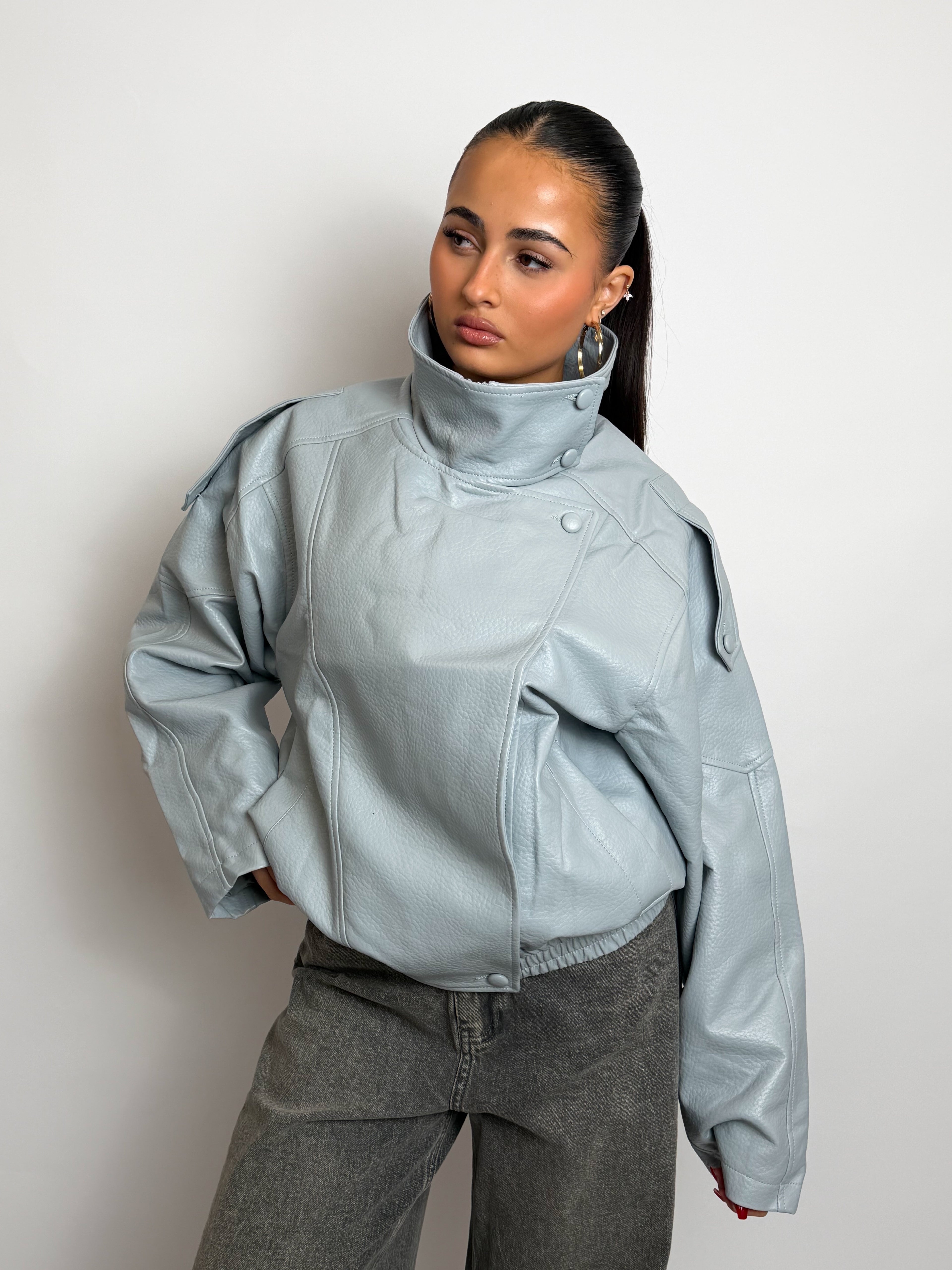 LAURENT ICE BLUE LEATHER JACKET