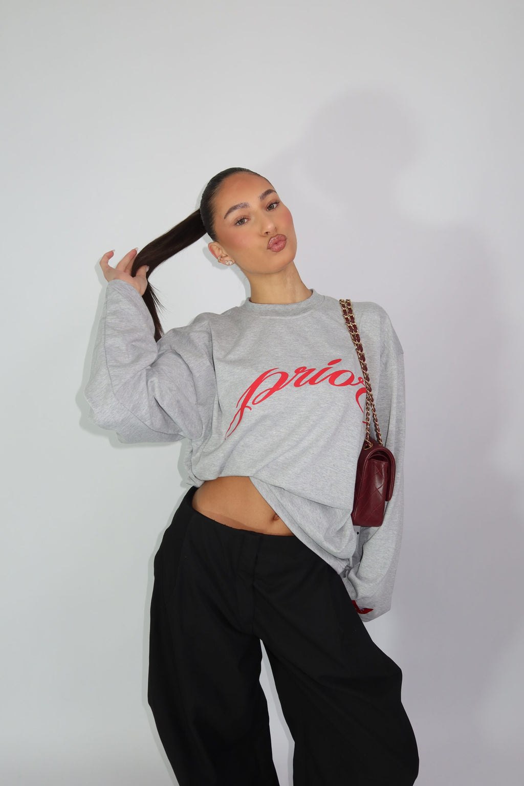PRIOR LONGSLEEVE GREY/RED