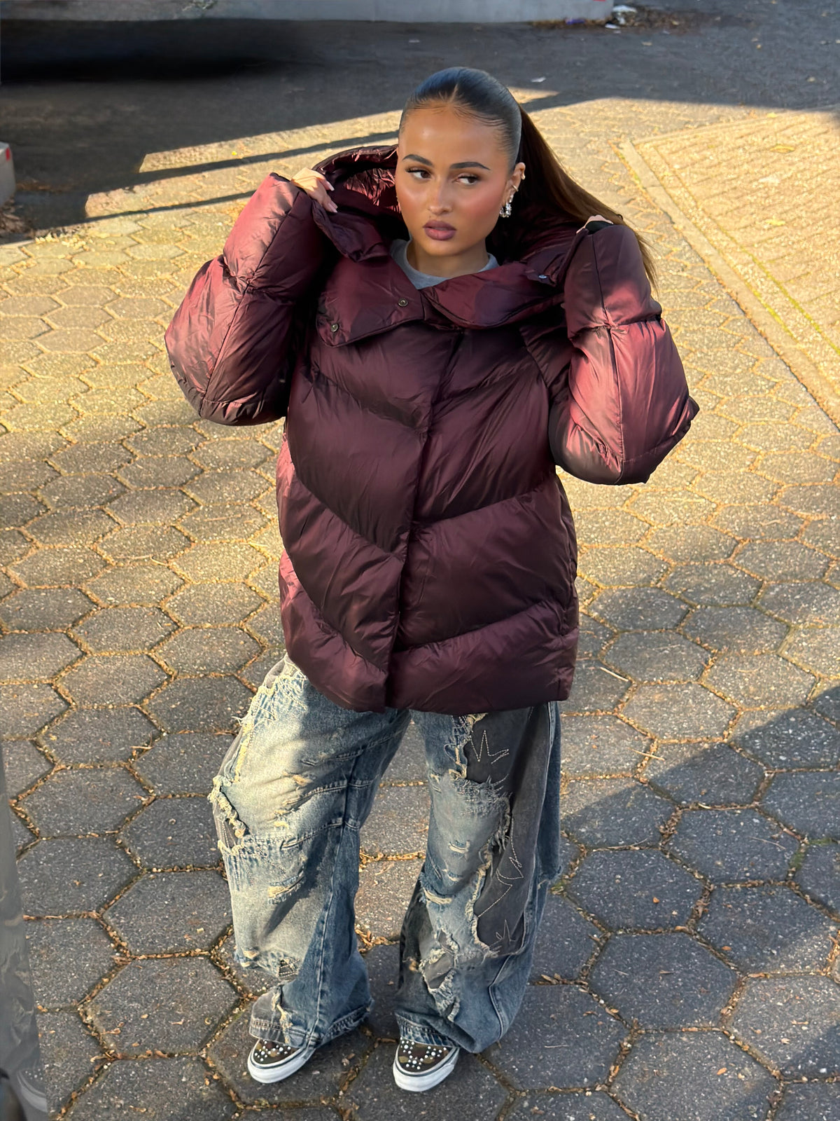 MORGAN MIDI PUFFER BORDEAUX