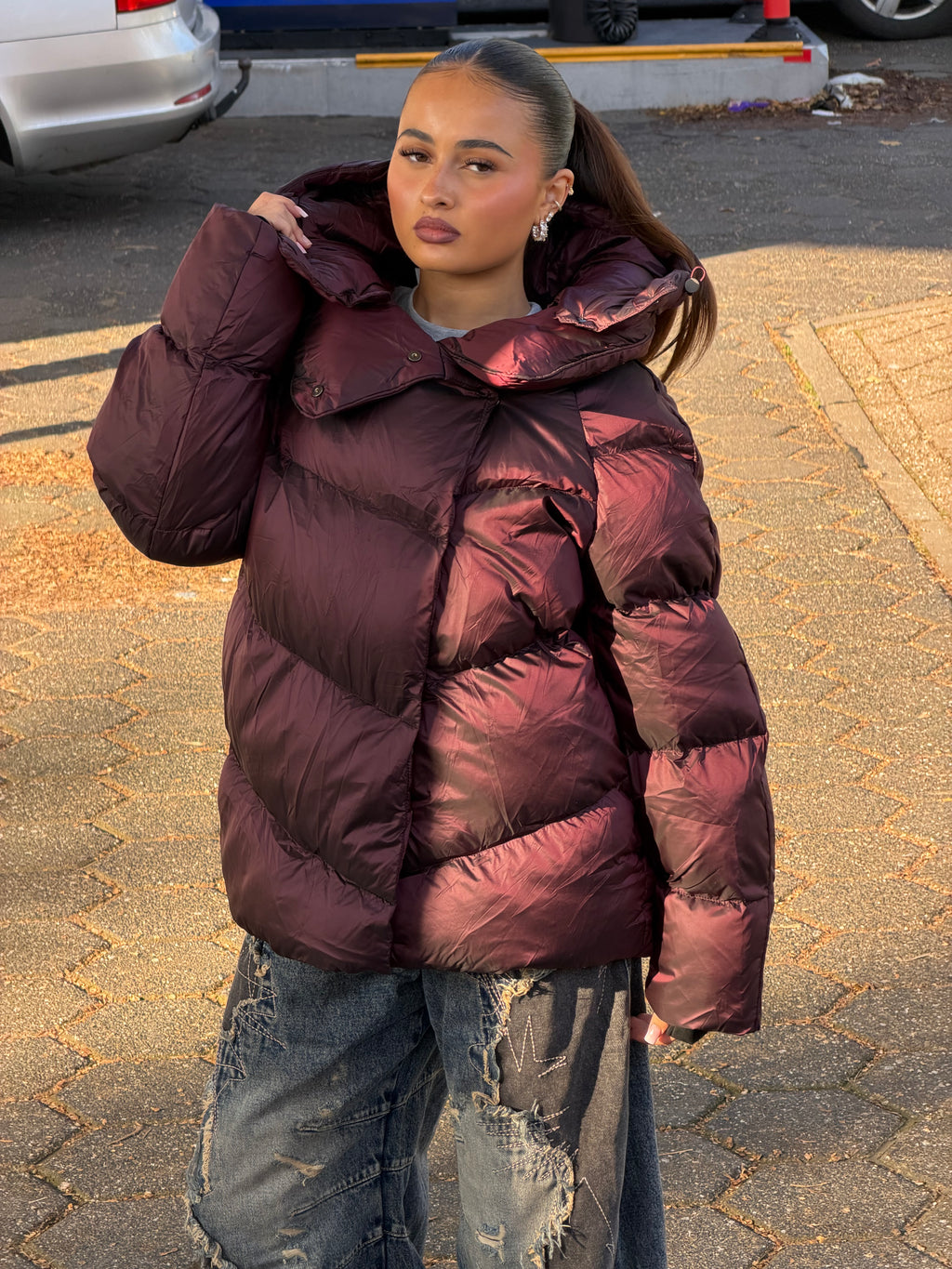 MORGAN MIDI PUFFER BORDEAUX