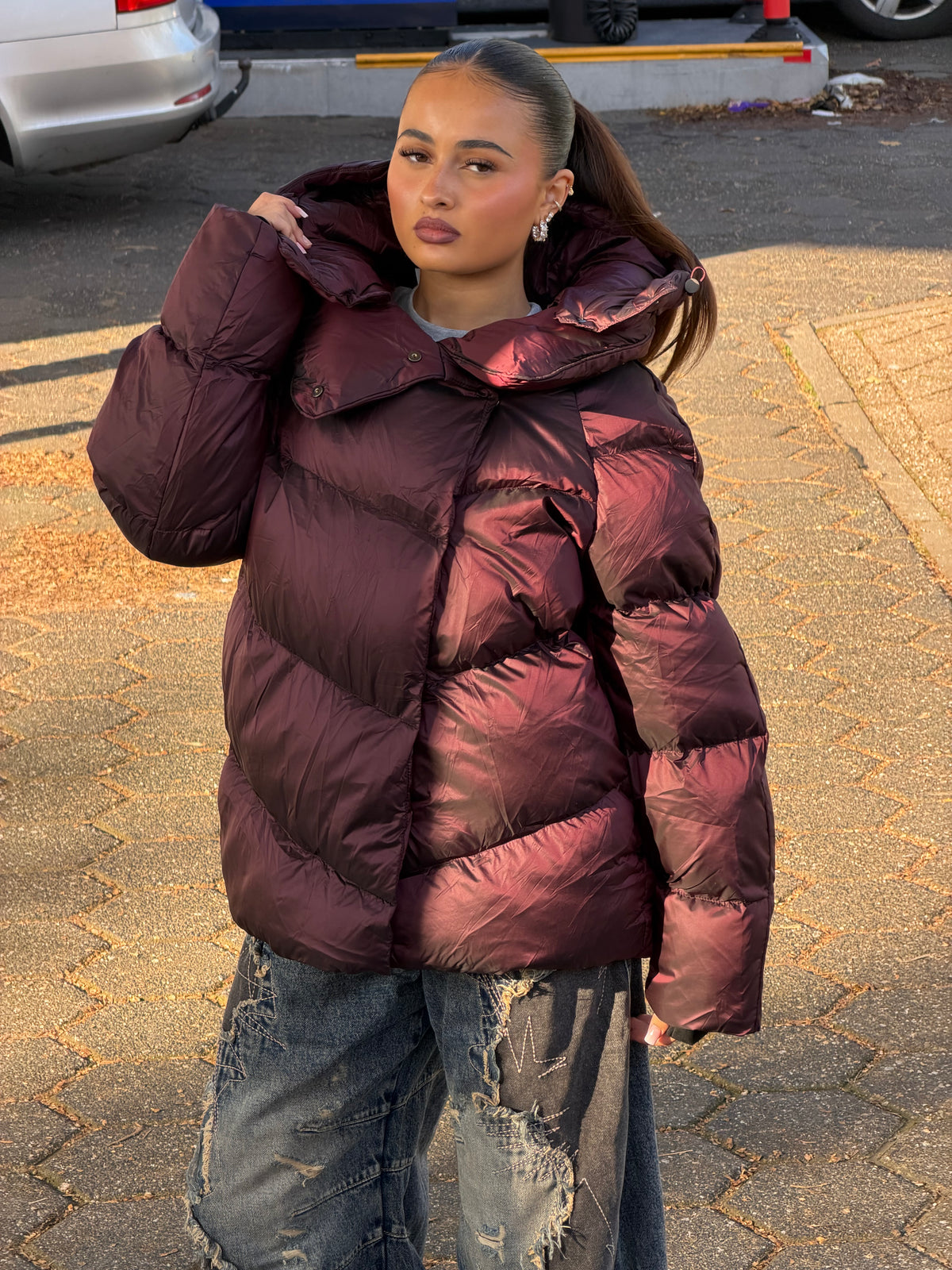 MORGAN MIDI PUFFER BORDEAUX