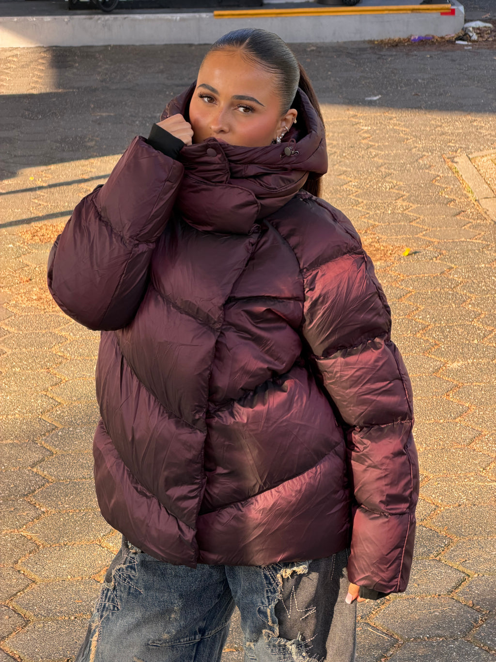 MORGAN MIDI PUFFER BORDEAUX