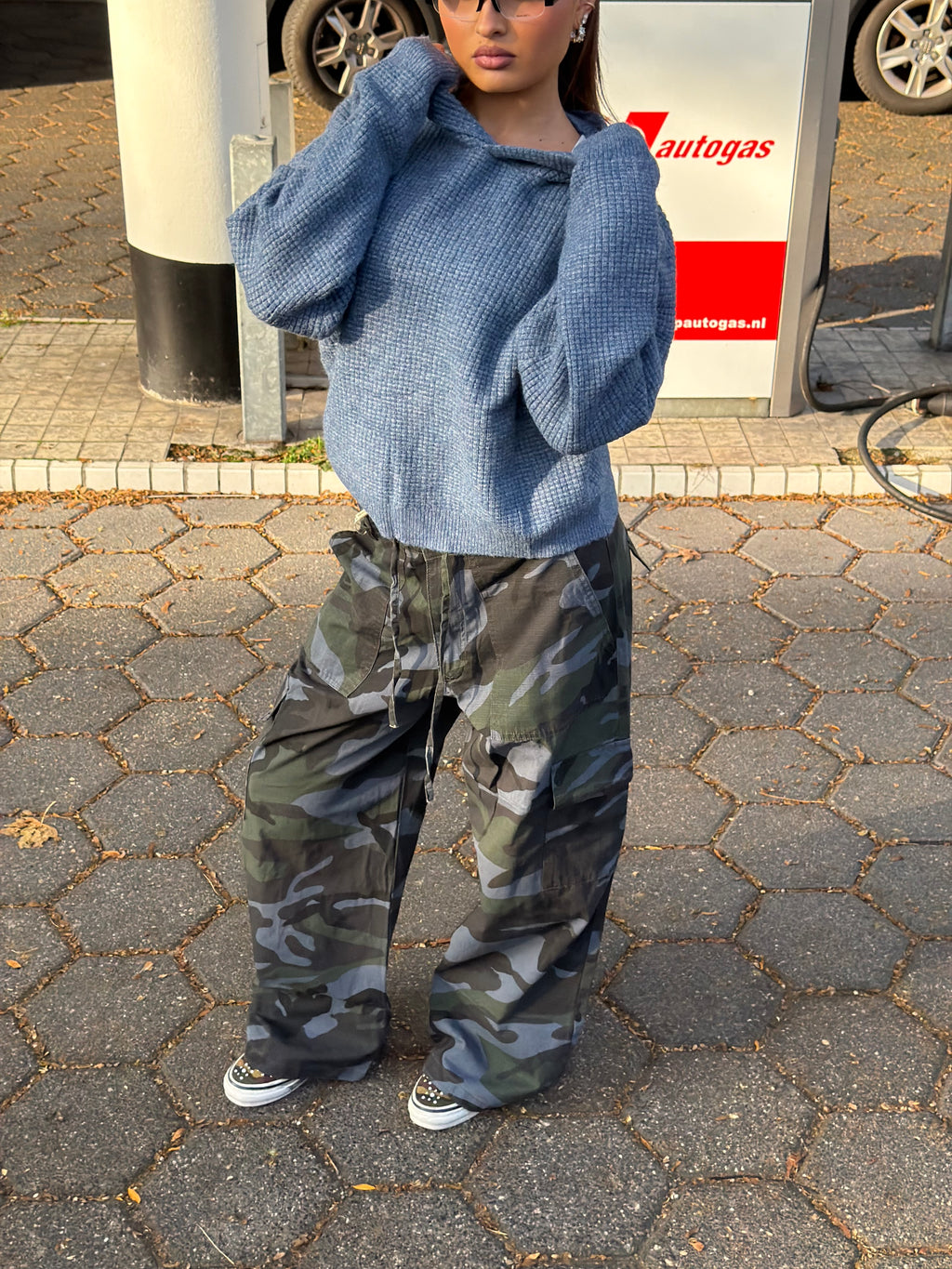 CAMO TRACK CARGO BLAUWE WASH
