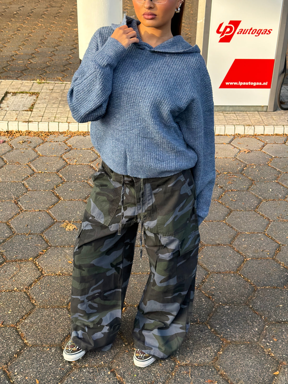 CAMO TRACK CARGO BLAUWE WASH