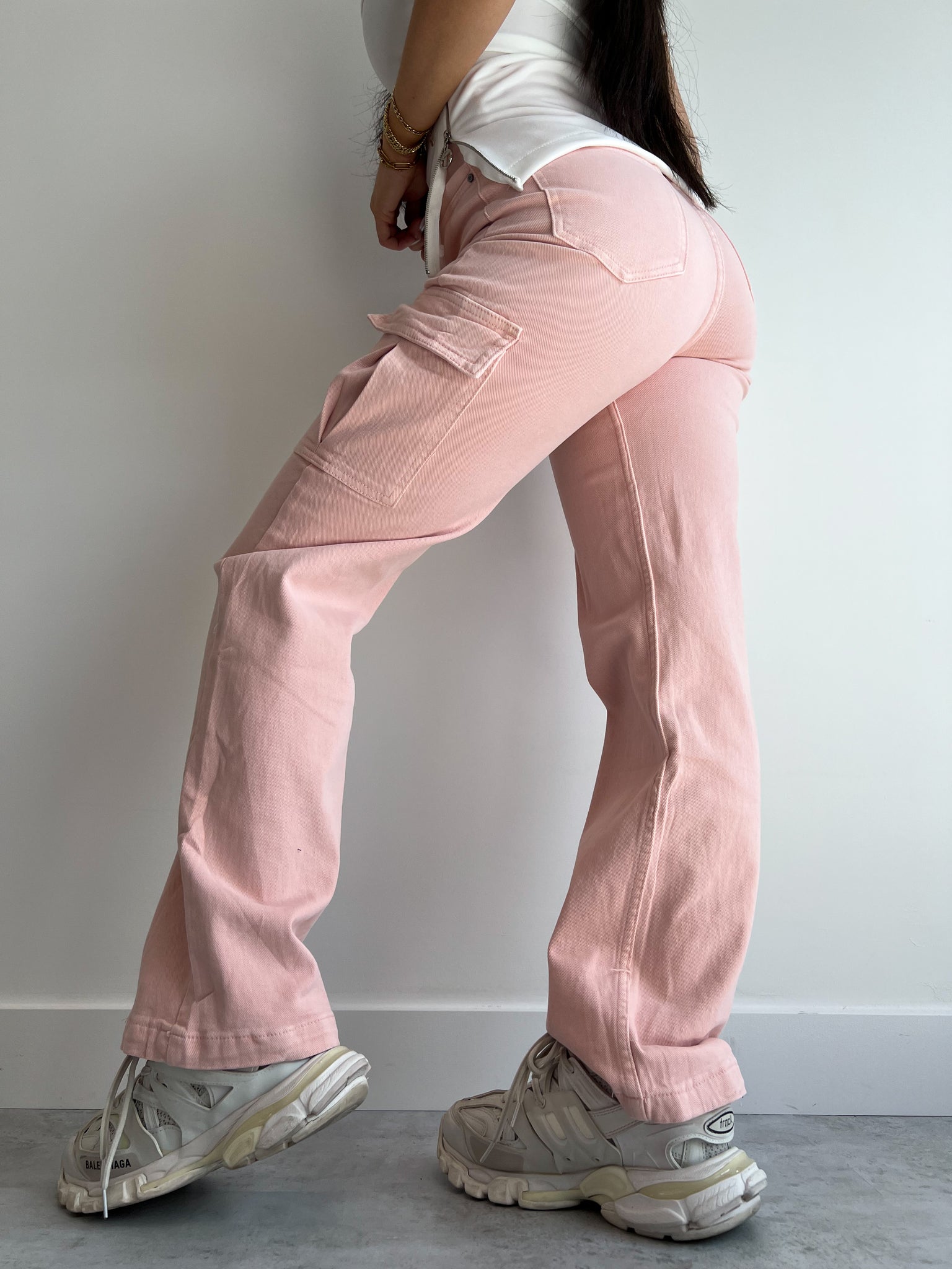 STRETCH CARGO DENIM PINK