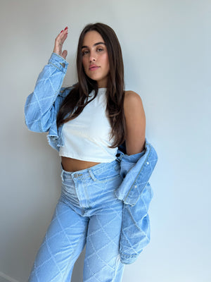 SQUARE DENIM JEANS LIGHT BLUE