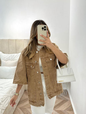BOXY JEANS JACKET BROWN