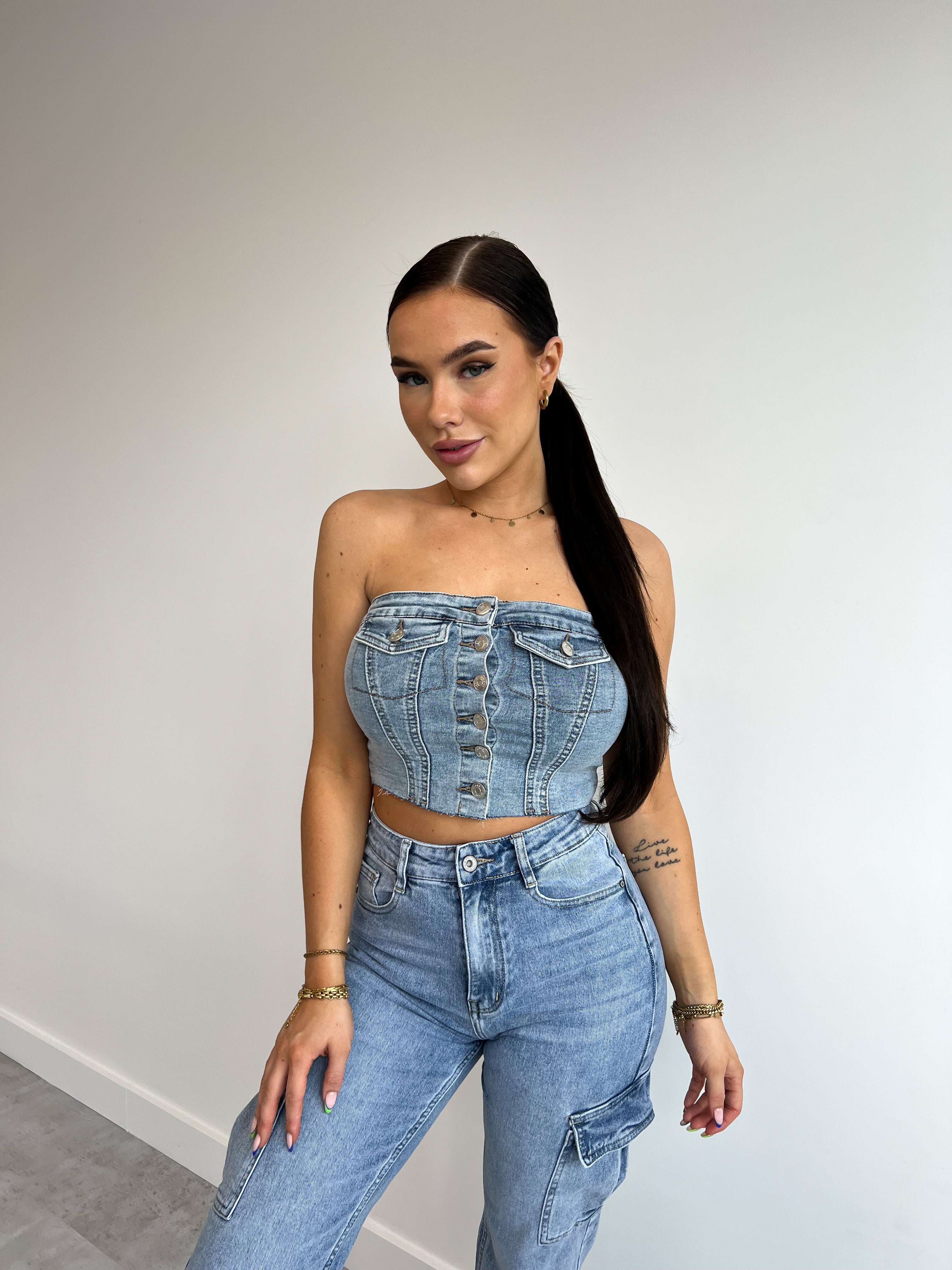 BUTTON UP DENIM CORSET