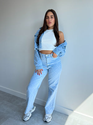 SQUARE DENIM JEANS LIGHT BLUE