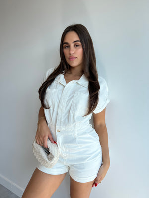 CREAM DENIM PLAYSUIT
