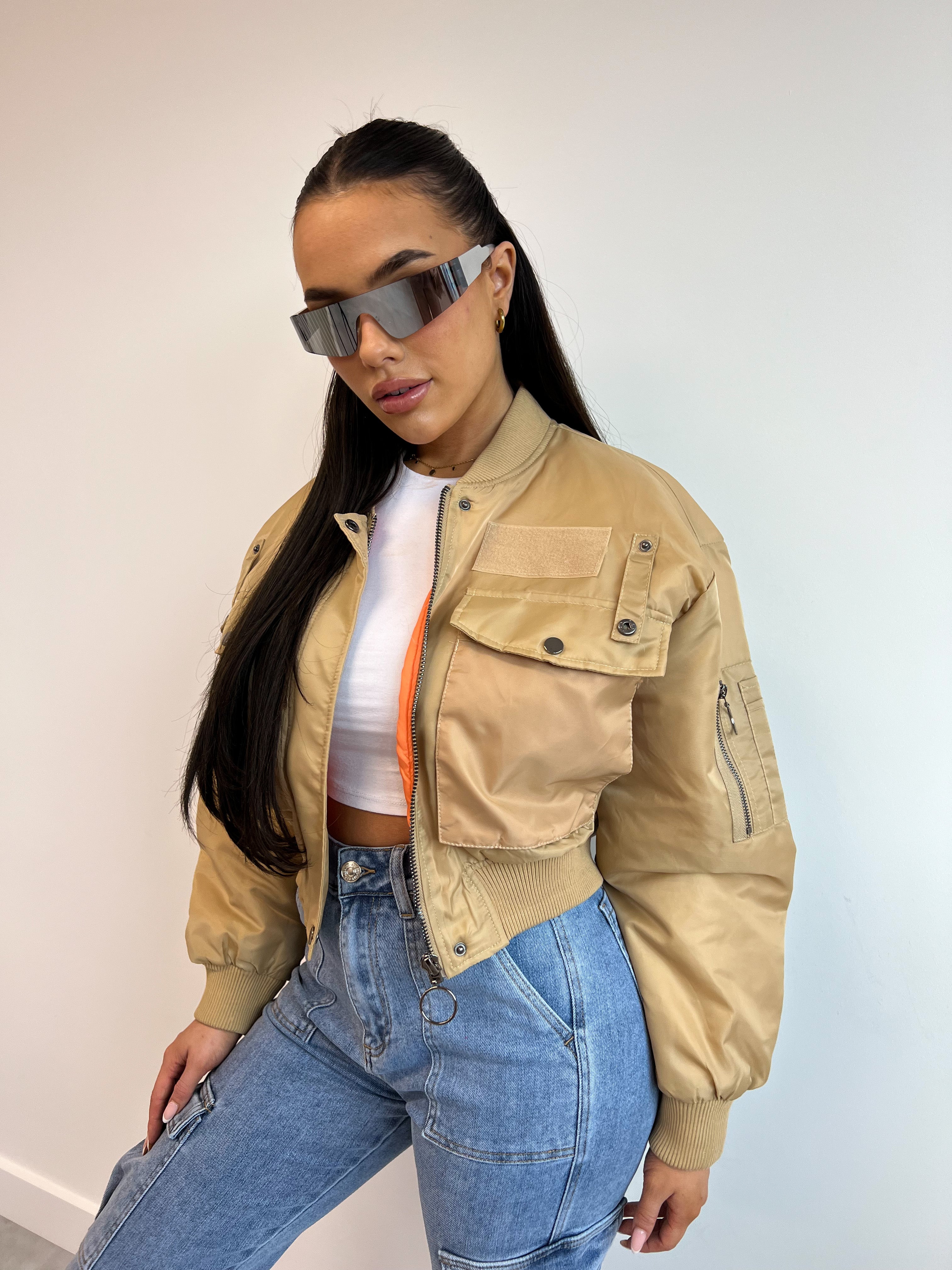 ULTIMATE CROPPED BOMBER BEIGE