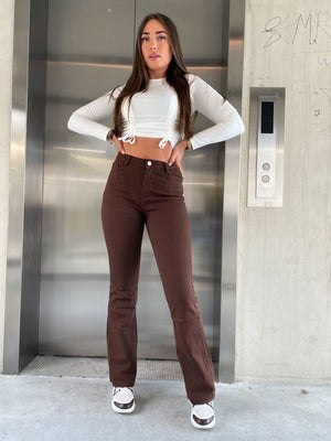 BROWN FLARED STRETCH JEANS